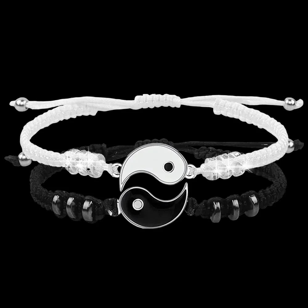 Best Friend Bracelets for 2 Matching Yin Yang Adjustable Cord Bracelet