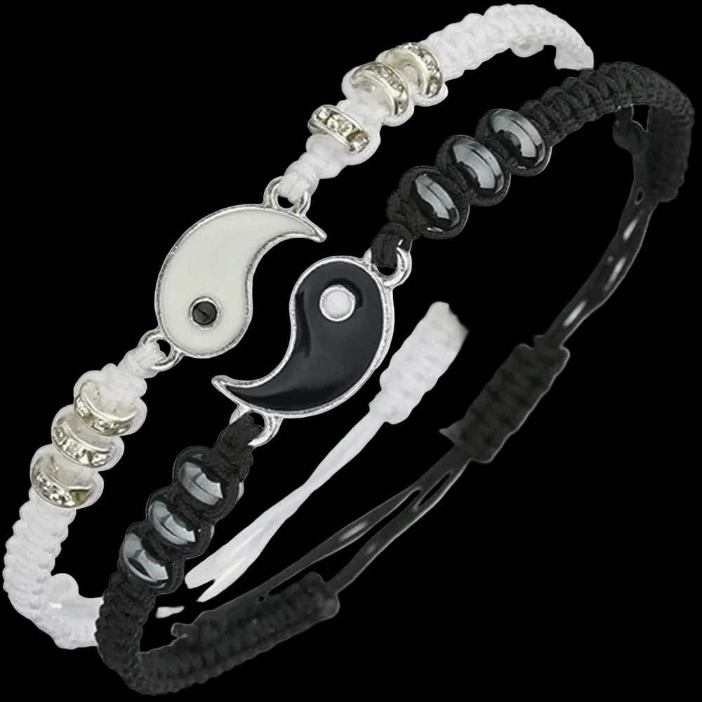 Best Friend Bracelets for 2 Matching Yin Yang Adjustable Cord Bracelet