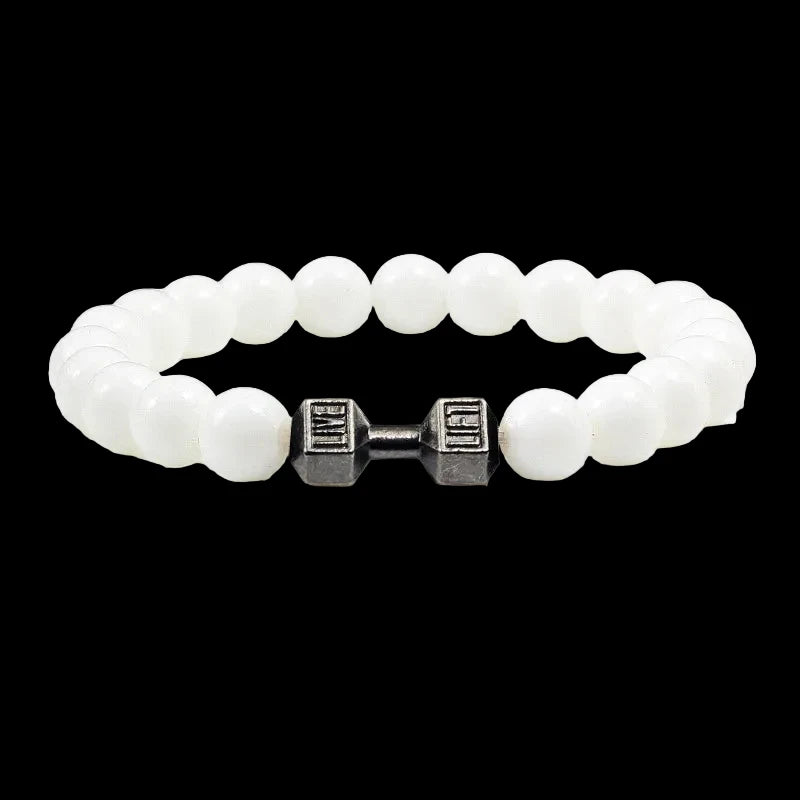 Natural Volcanic Stone Charm Dumbbell Bracelet