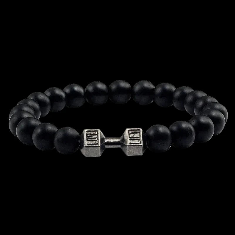 Natural Volcanic Stone Charm Dumbbell Bracelet