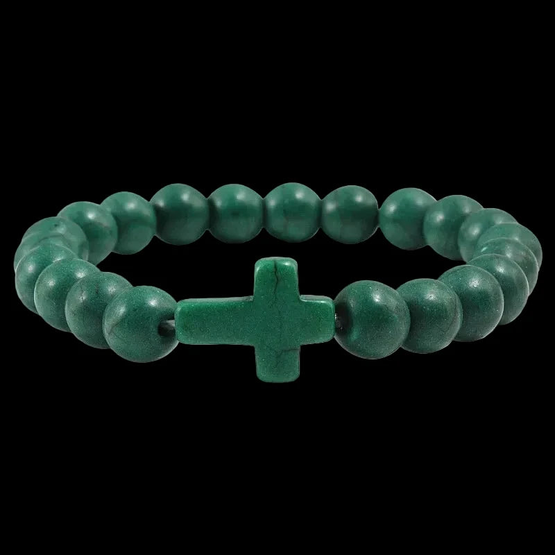Natural Stone Bracelet Cross Bracelet