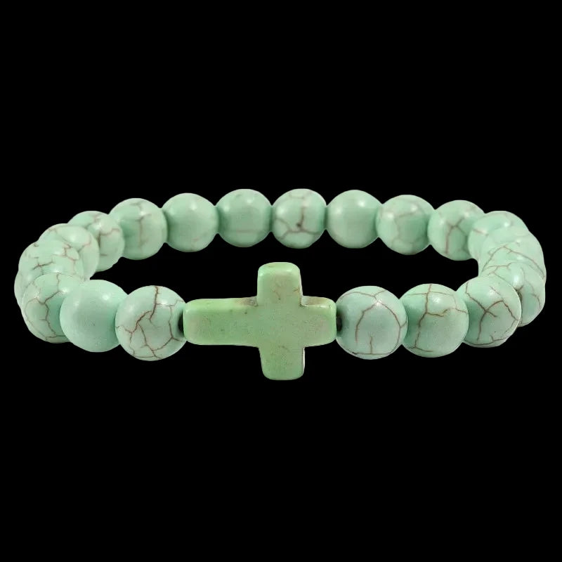 Natural Stone Bracelet Cross Bracelet