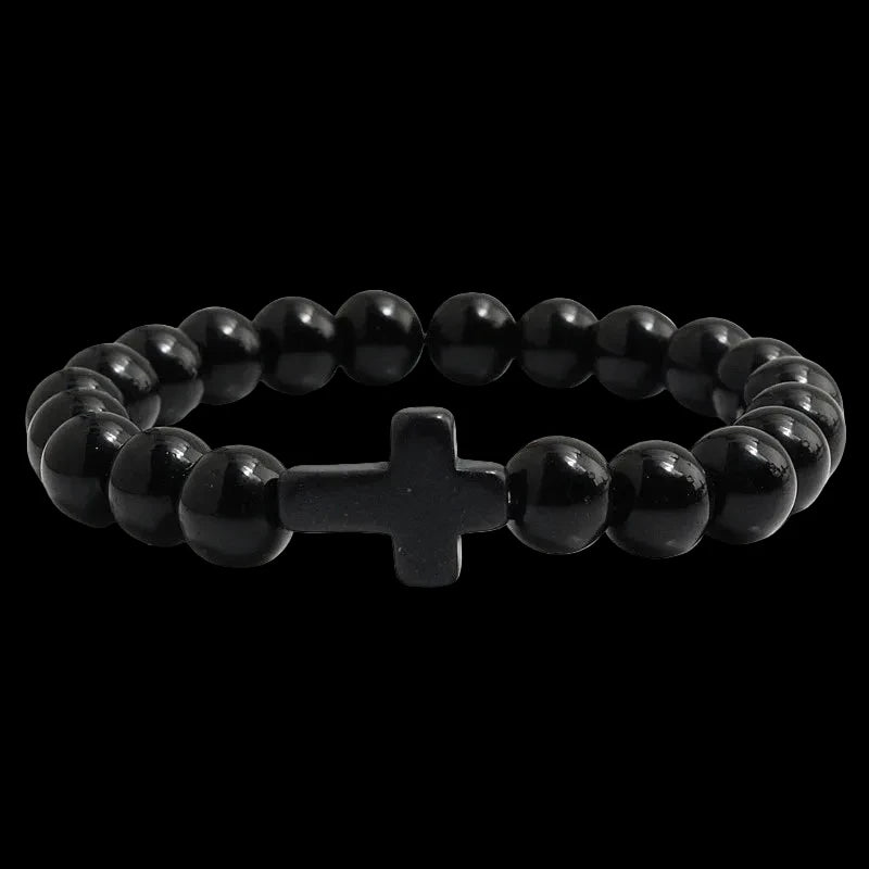 Natural Stone Bracelet Cross Bracelet
