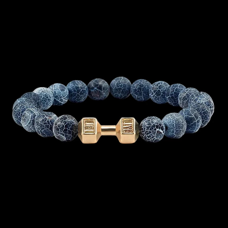 Natural Volcanic Stone Charm Dumbbell Bracelet