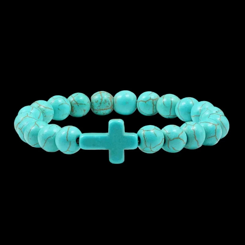 Natural Stone Bracelet Cross Bracelet