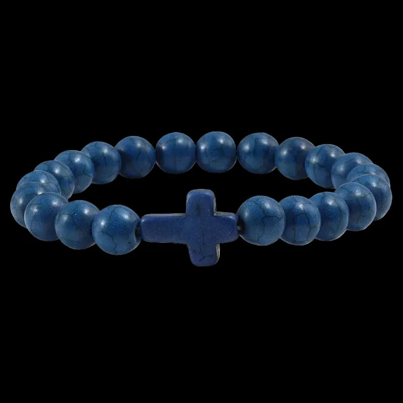 Natural Stone Bracelet Cross Bracelet