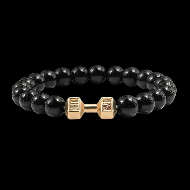 Natural Volcanic Stone Charm Dumbbell Bracelet