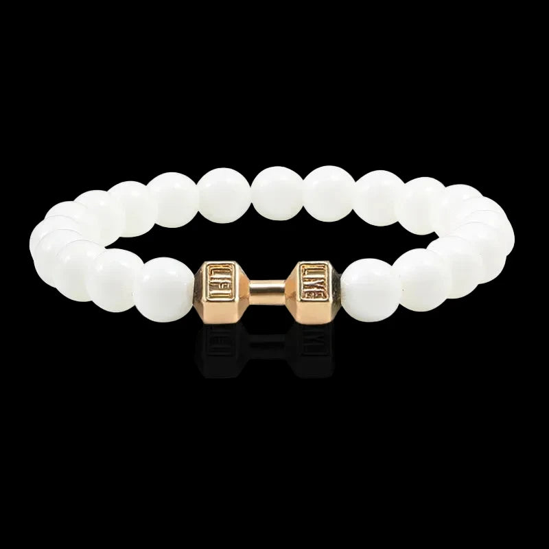 Natural Volcanic Stone Charm Dumbbell Bracelet