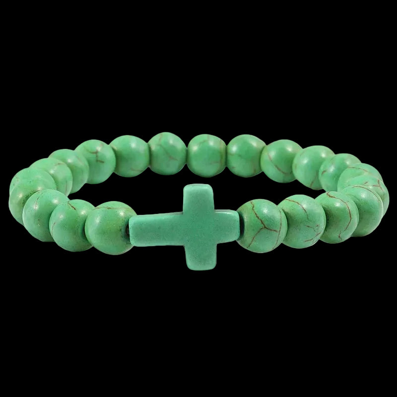 Natural Stone Bracelet Cross Bracelet