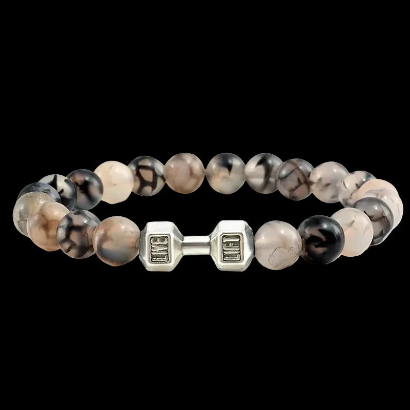 Natural Volcanic Stone Charm Dumbbell Bracelet