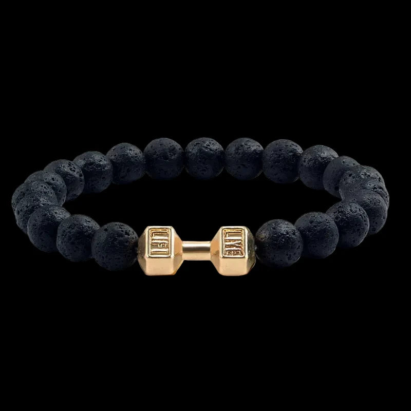 Natural Volcanic Stone Charm Dumbbell Bracelet