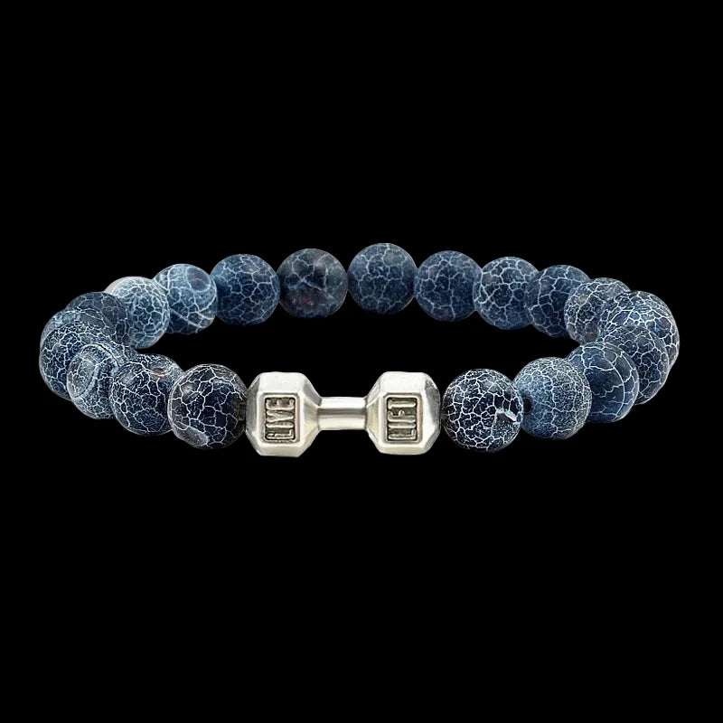 Natural Volcanic Stone Charm Dumbbell Bracelet