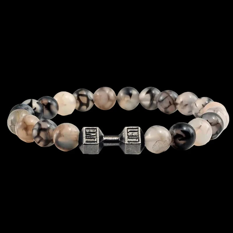 Natural Volcanic Stone Charm Dumbbell Bracelet