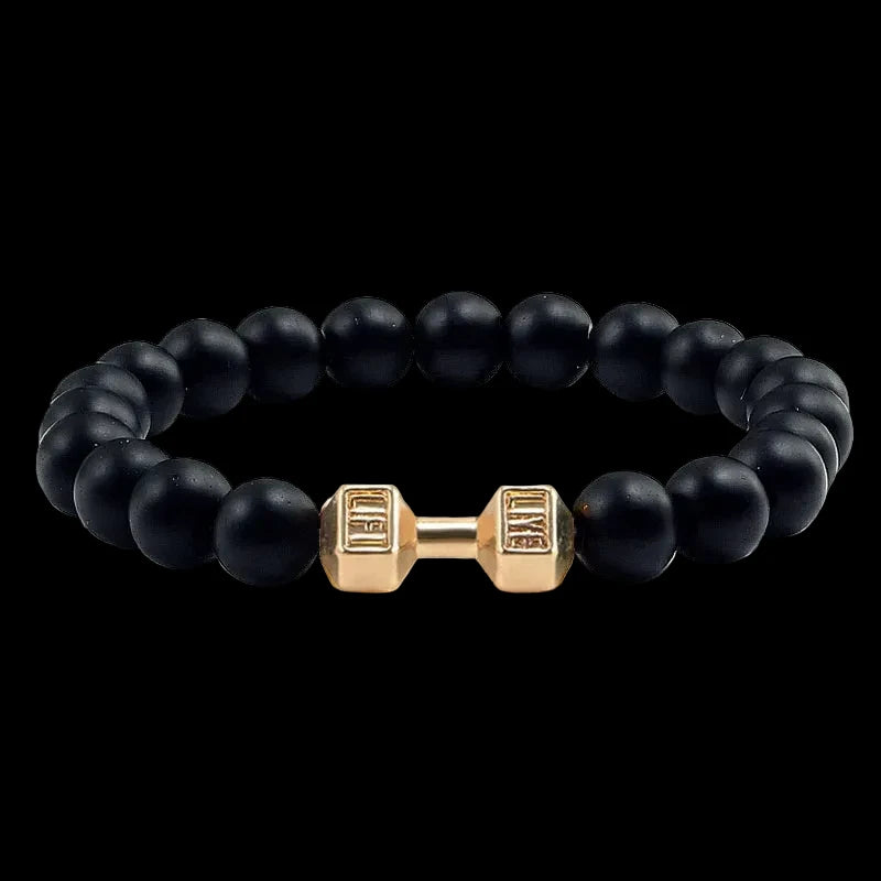 Natural Volcanic Stone Charm Dumbbell Bracelet