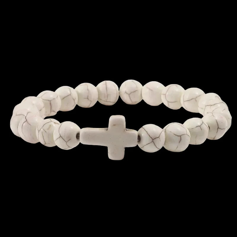 Natural Stone Bracelet Cross Bracelet