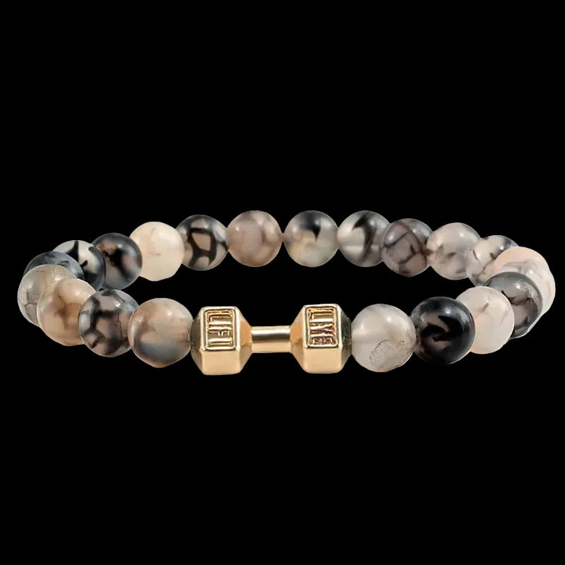 Natural Volcanic Stone Charm Dumbbell Bracelet