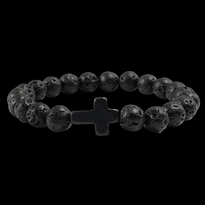 Natural Stone Bracelet Cross Bracelet