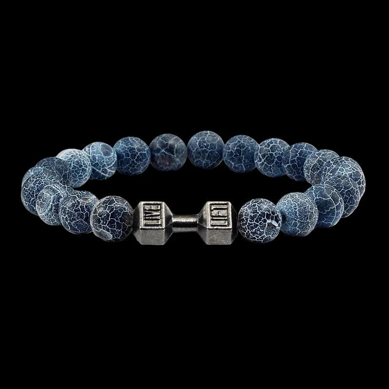 Natural Volcanic Stone Charm Dumbbell Bracelet