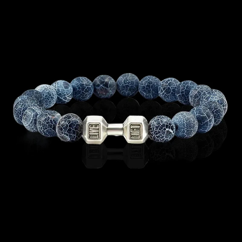 Natural Volcanic Stone Charm Dumbbell Bracelet