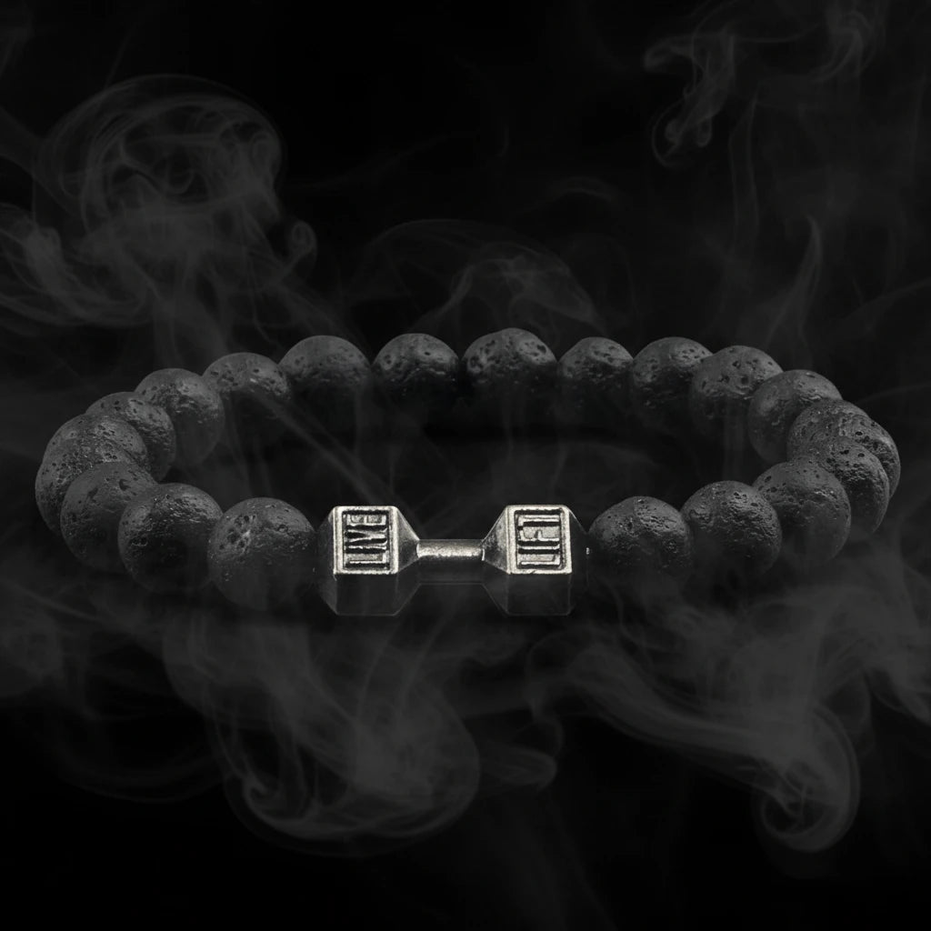 Natural Volcanic Stone Charm Dumbbell Bracelet