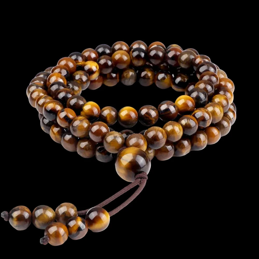 Natural Tiger Eye Stone Onyx Beaded Necklace