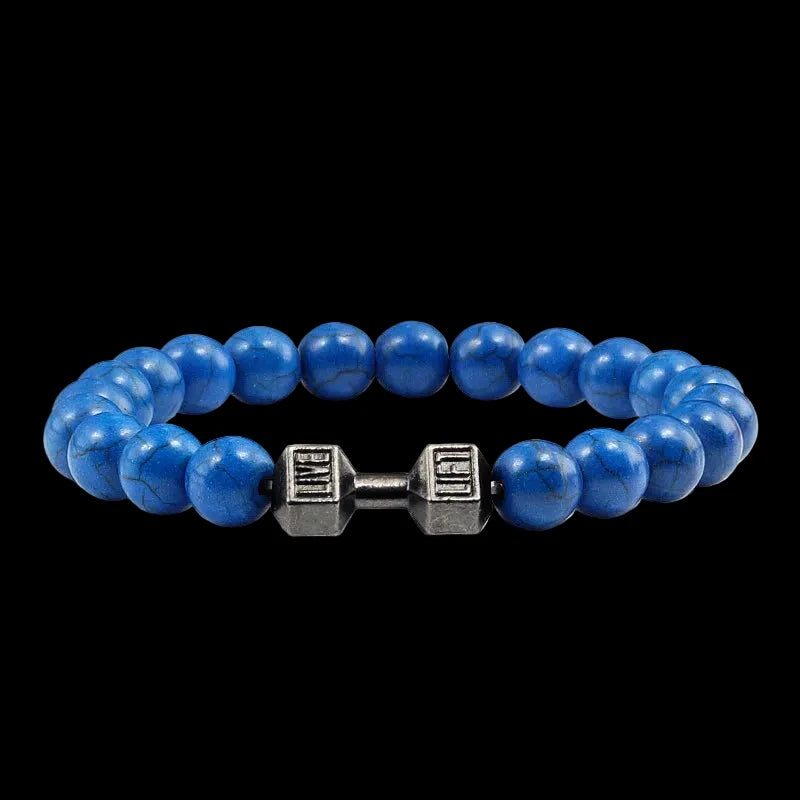 Natural Volcanic Stone Charm Dumbbell Bracelet