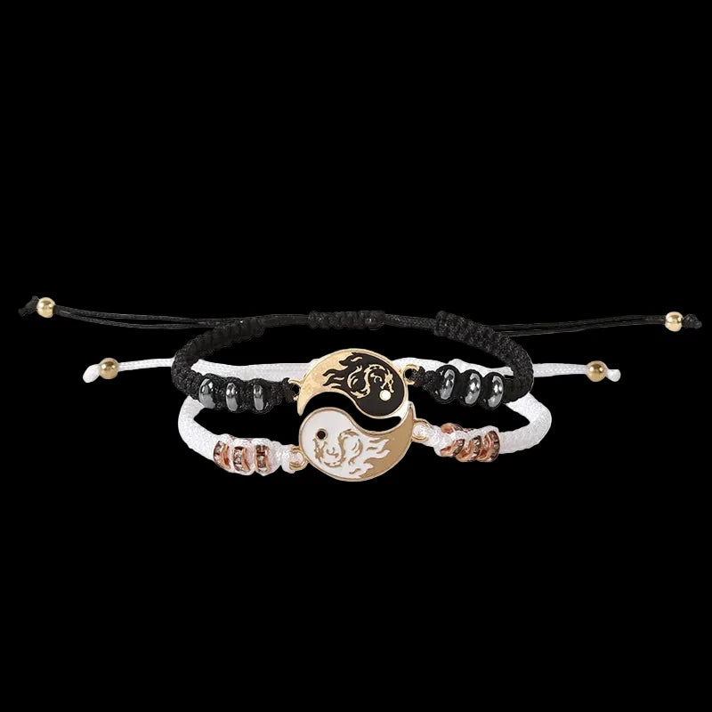 Best Friend Bracelets for 2 Matching Yin Yang Adjustable Cord Bracelet