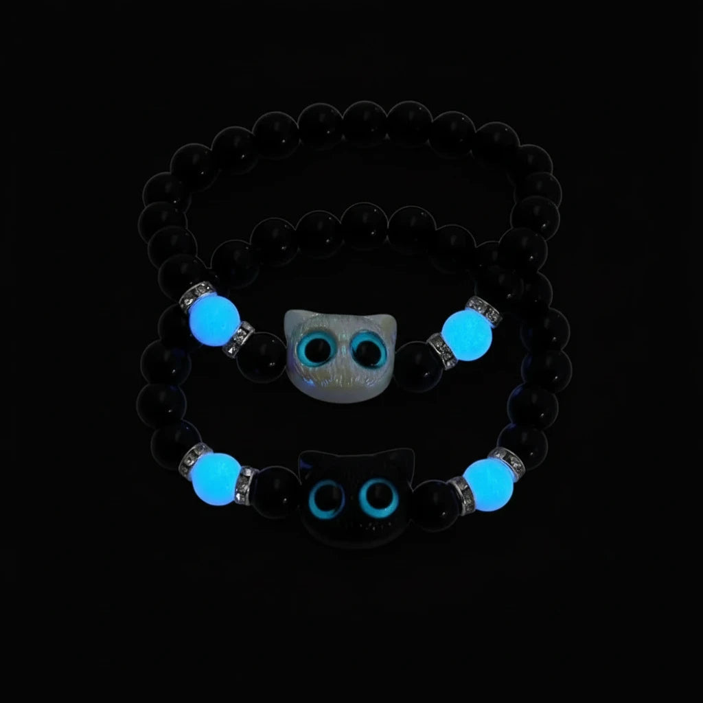 Matching Bracelets Couples Women Men Luminous Cute Cat Friendship Bracelet