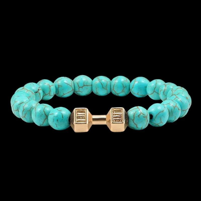 Natural Volcanic Stone Charm Dumbbell Bracelet