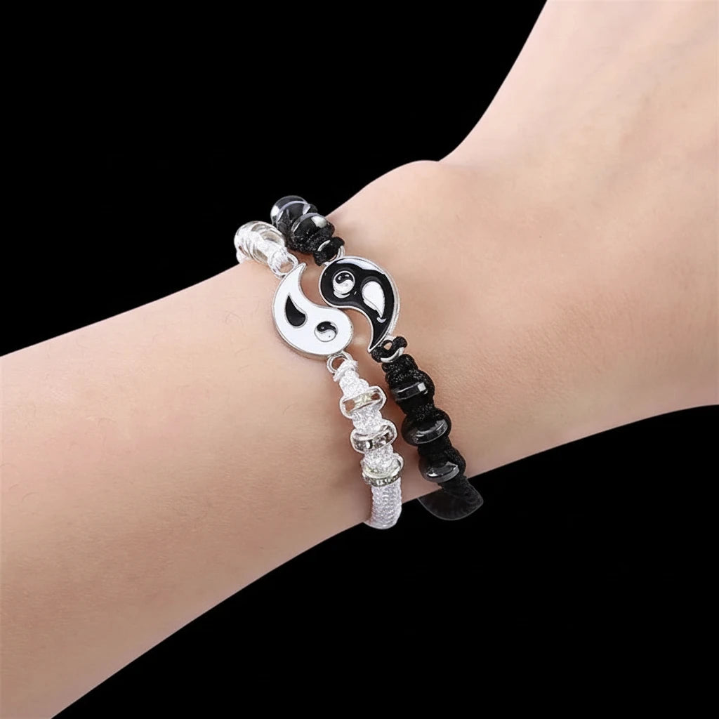 Best Friend Bracelets for 2 Matching Yin Yang Adjustable Cord Bracelet