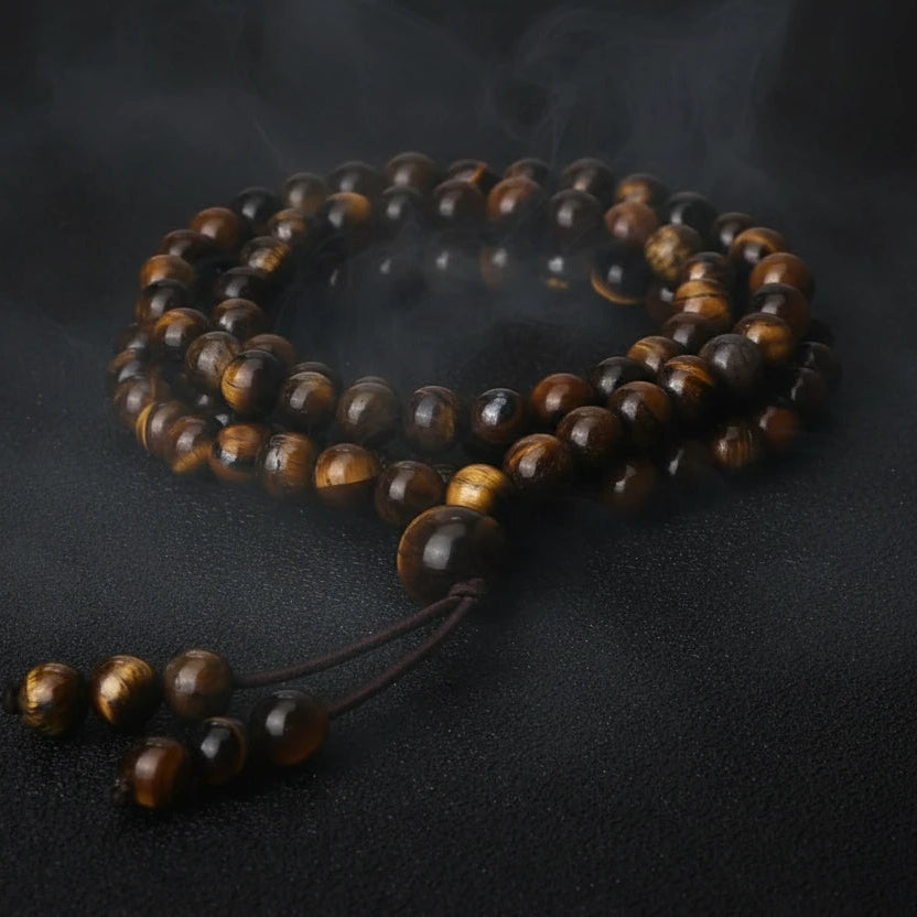 Natural Tiger Eye Stone Onyx Beaded Necklace