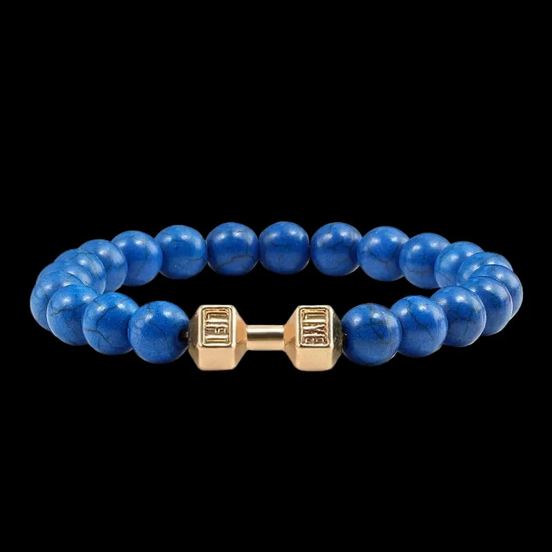 Natural Volcanic Stone Charm Dumbbell Bracelet