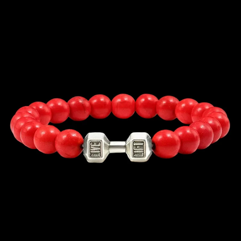 Natural Volcanic Stone Charm Dumbbell Bracelet