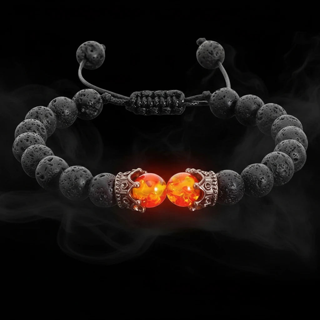 Natural Lava Stone Beads Crown Braid Bracelet