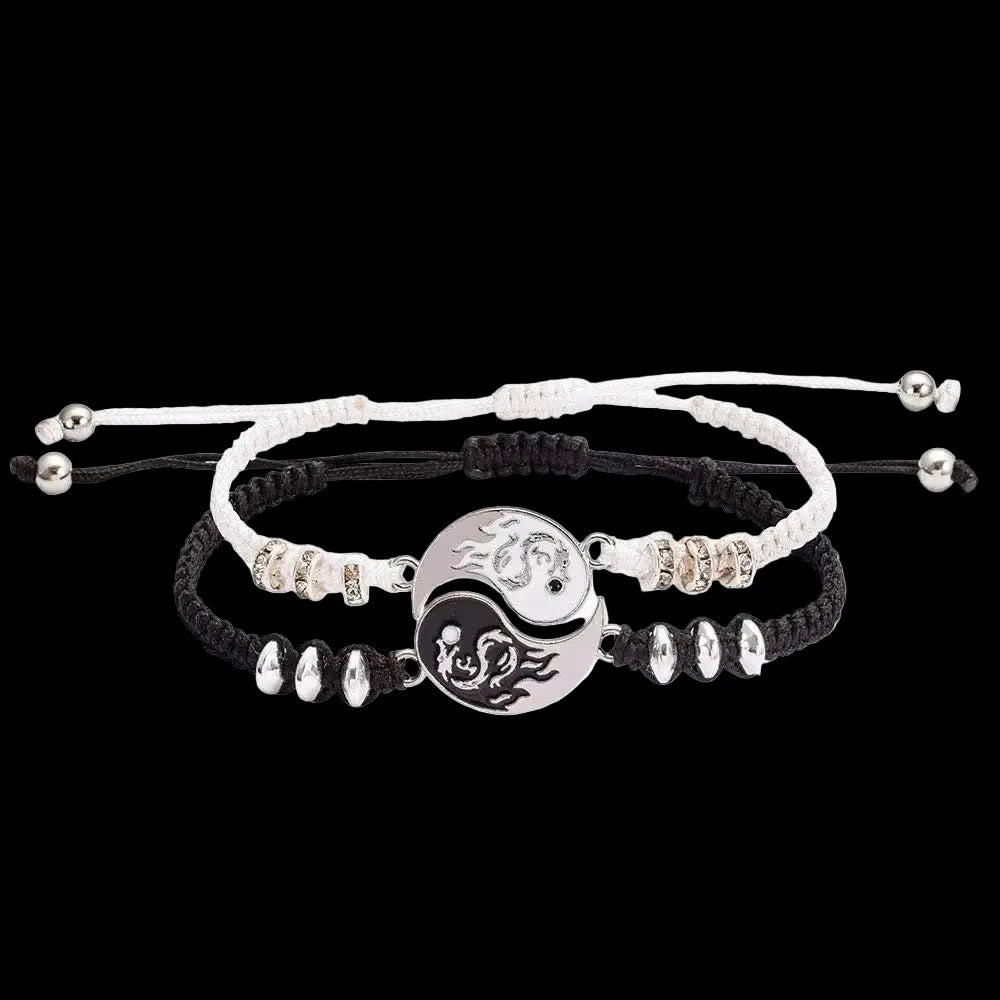 Best Friend Bracelets for 2 Matching Yin Yang Adjustable Cord Bracelet