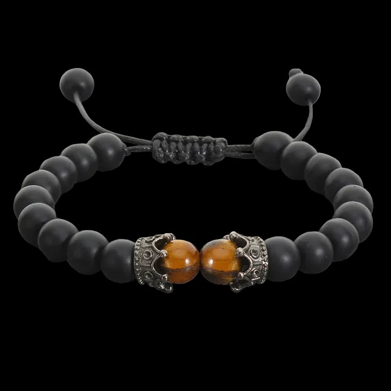 Natural Lava Stone Beads Crown Braid Bracelet