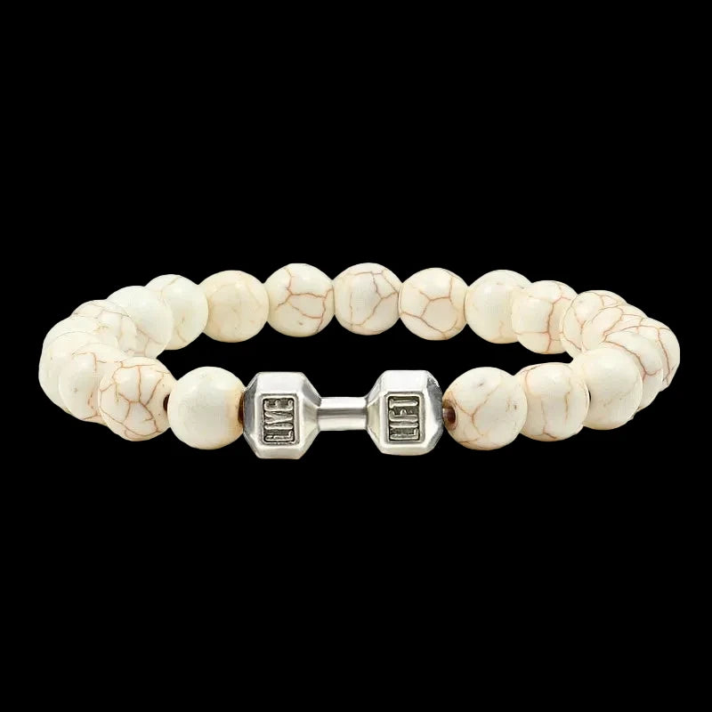 Natural Volcanic Stone Charm Dumbbell Bracelet