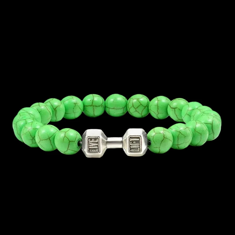 Natural Volcanic Stone Charm Dumbbell Bracelet