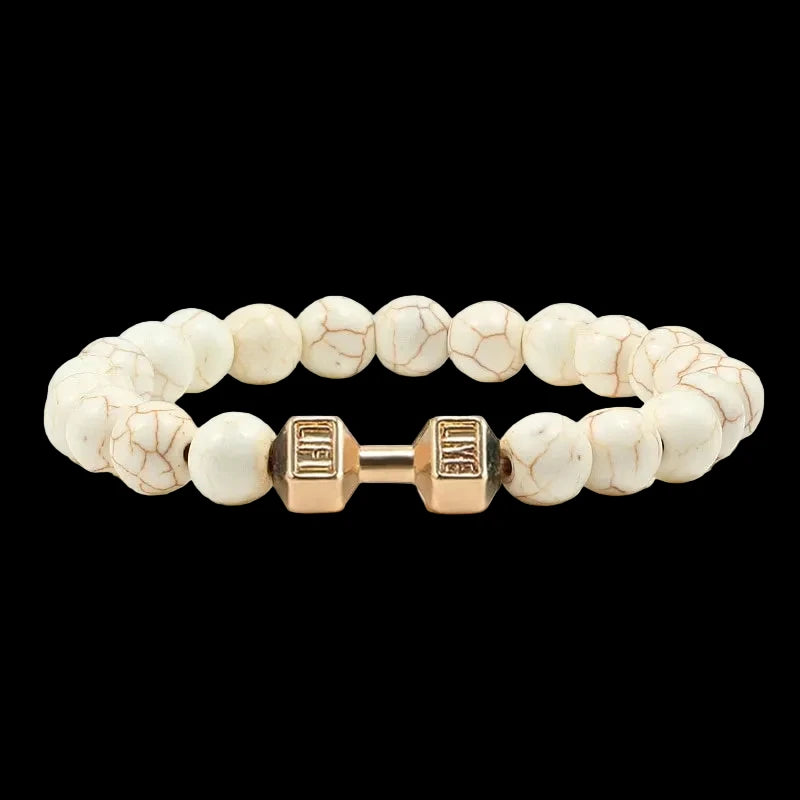 Natural Volcanic Stone Charm Dumbbell Bracelet