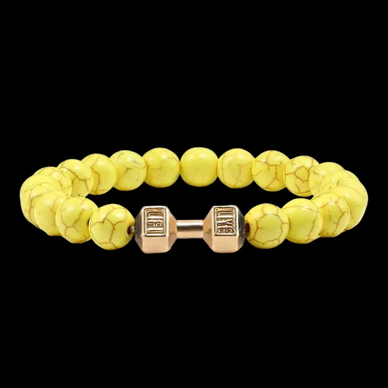 Natural Volcanic Stone Charm Dumbbell Bracelet