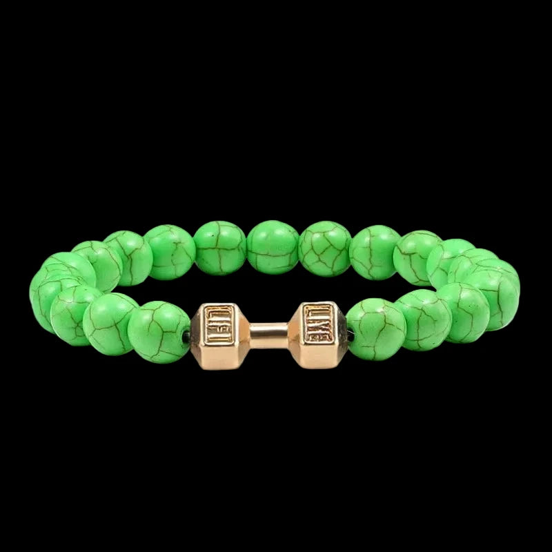 Natural Volcanic Stone Charm Dumbbell Bracelet