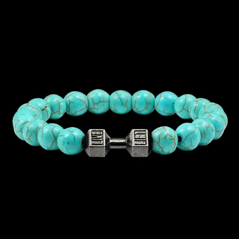 Natural Volcanic Stone Charm Dumbbell Bracelet