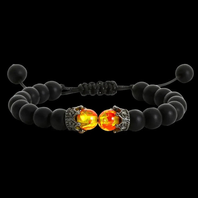 Natural Lava Stone Beads Crown Braid Bracelet