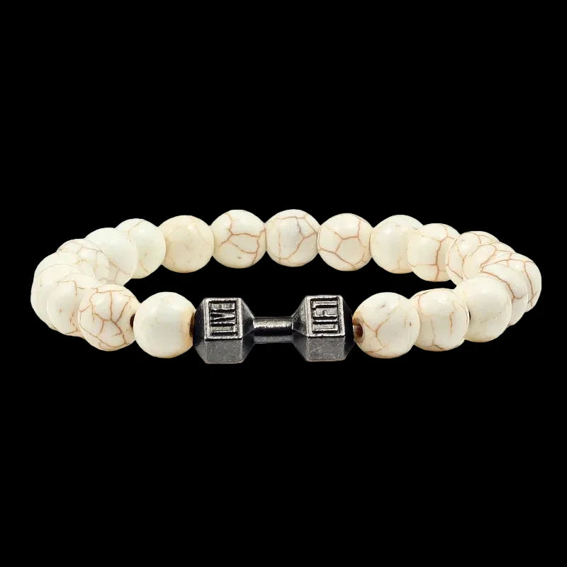 Natural Volcanic Stone Charm Dumbbell Bracelet