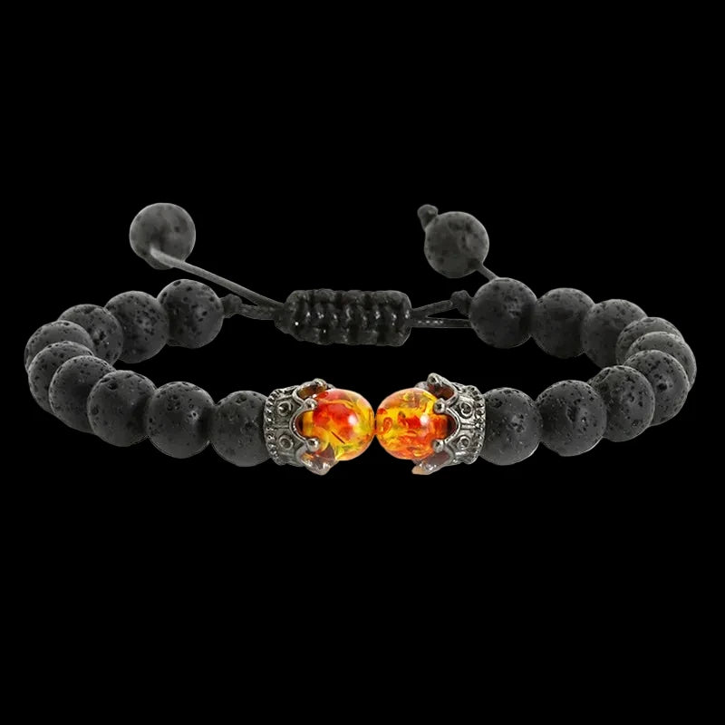 Natural Lava Stone Beads Crown Braid Bracelet