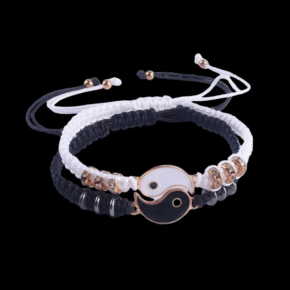Best Friend Bracelets for 2 Matching Yin Yang Adjustable Cord Bracelet