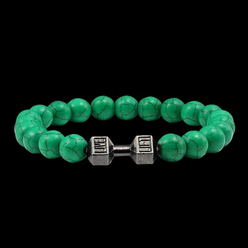 Natural Volcanic Stone Charm Dumbbell Bracelet