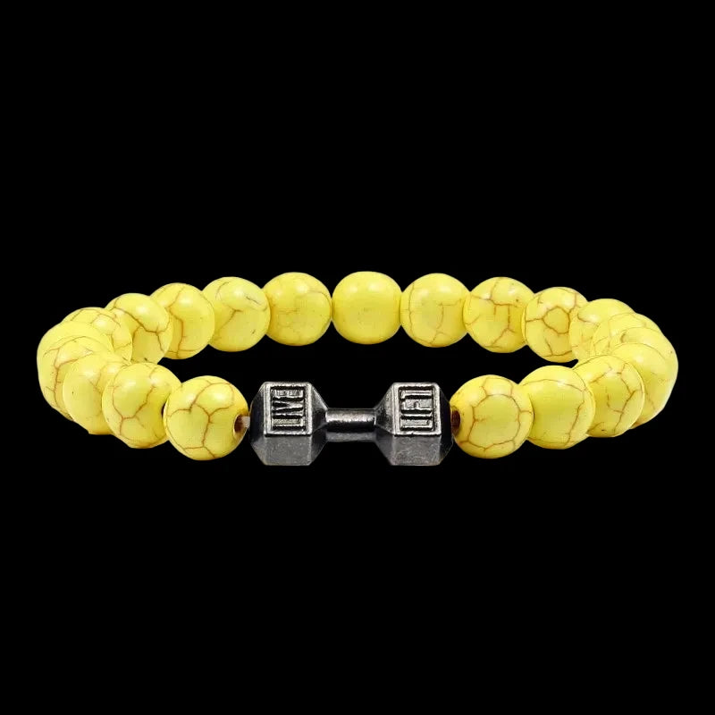 Natural Volcanic Stone Charm Dumbbell Bracelet