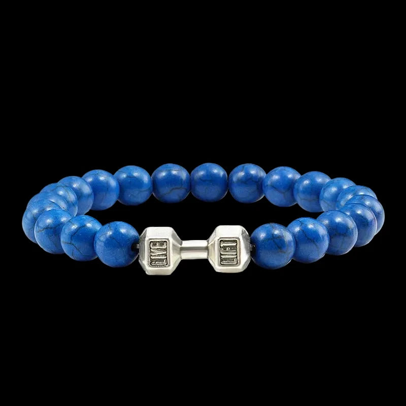 Natural Volcanic Stone Charm Dumbbell Bracelet