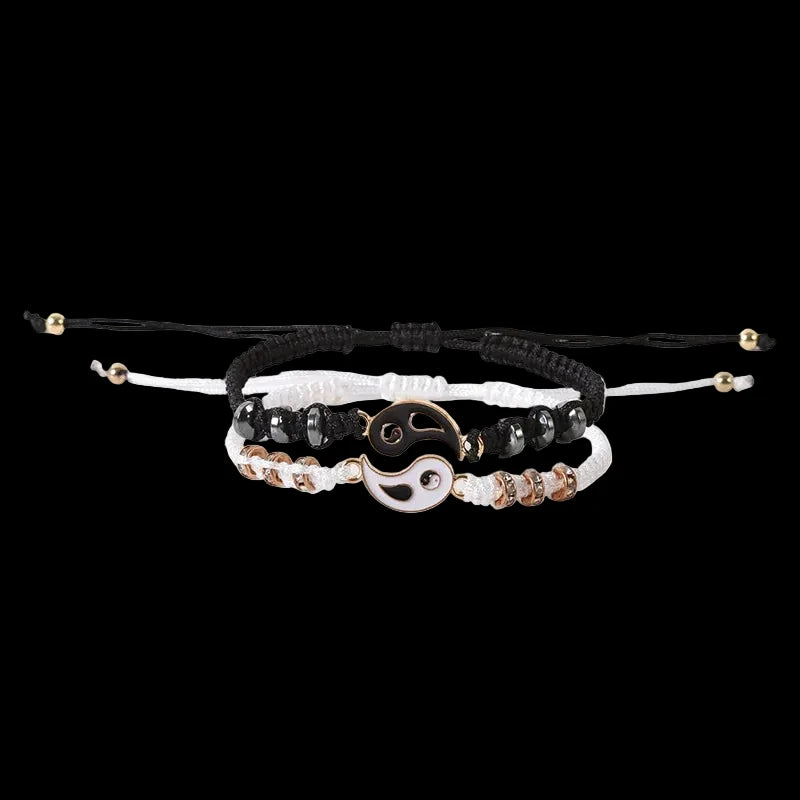 Best Friend Bracelets for 2 Matching Yin Yang Adjustable Cord Bracelet